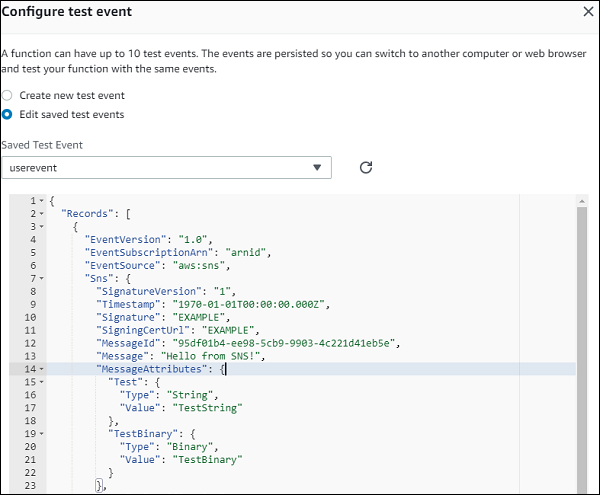 Configure Sample Event