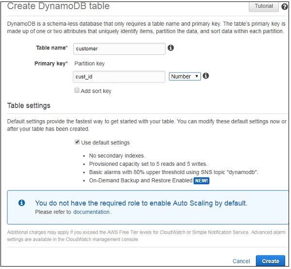 Create Dynamodb