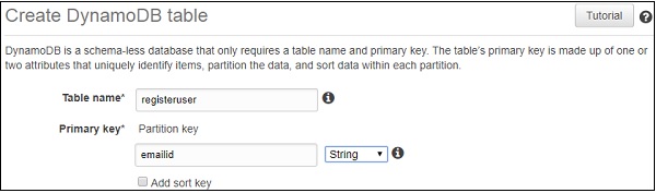 Create DynamoDB Table