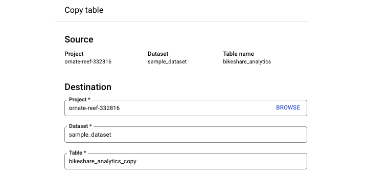 Copying a Table in BigQuery