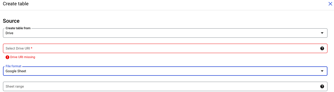 Populate a Table from a Connected Sheet