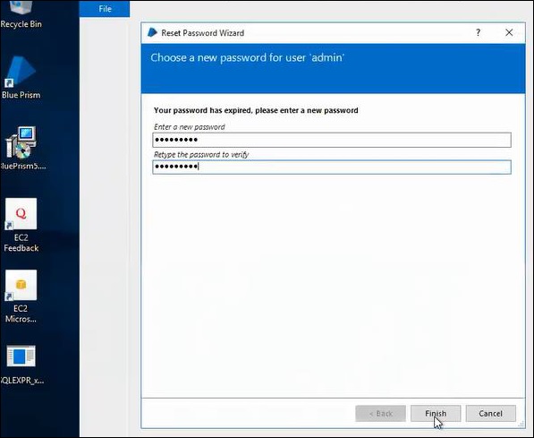 Blueprism Reset Password