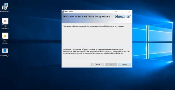 Preparing Blueprism Setup Wizard