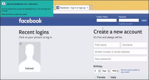 Facebook Login Page