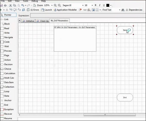 input parameters in Start stage