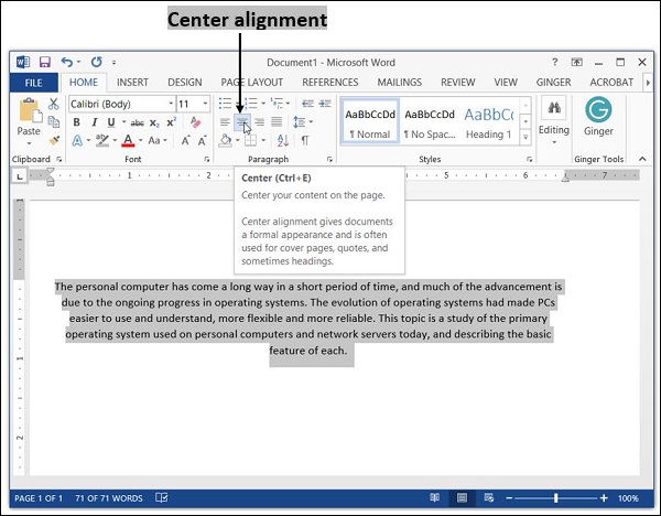 Center Alignment