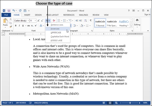 Choose Case Type