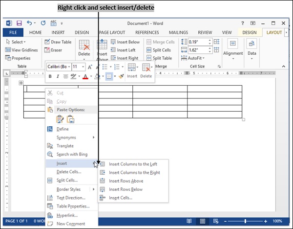 Insert Delete in Table