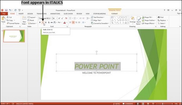 Powerpoint Italic Text 