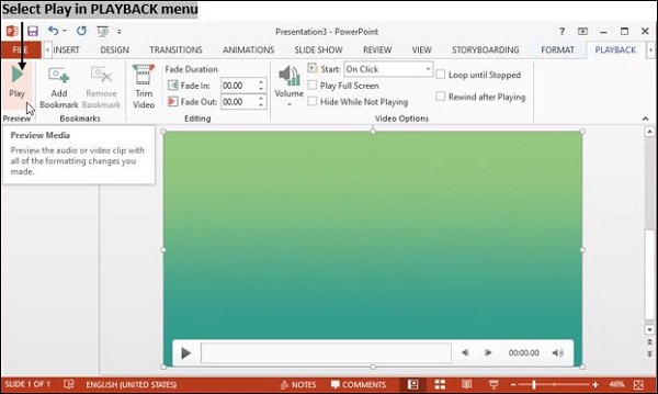 Powerpoint Playback Menu