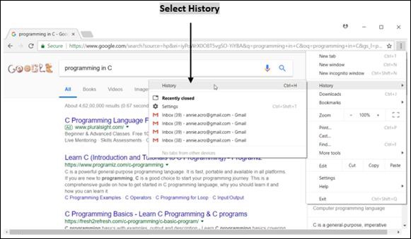 Select History Option