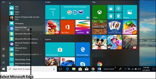 Select Microsoft Edge