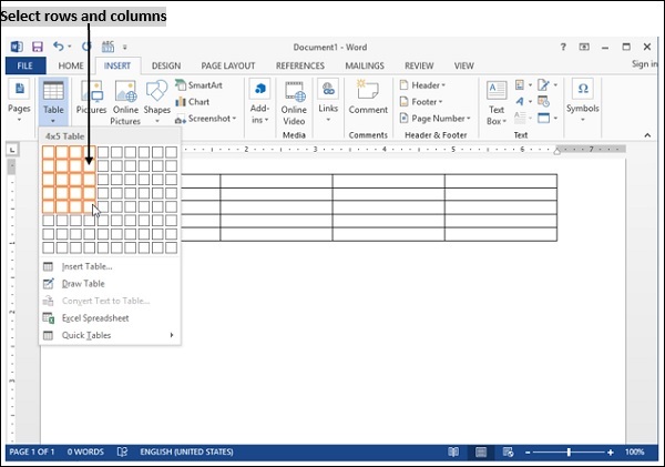 Select Row Column