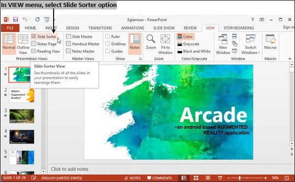 Slide Sorter Option