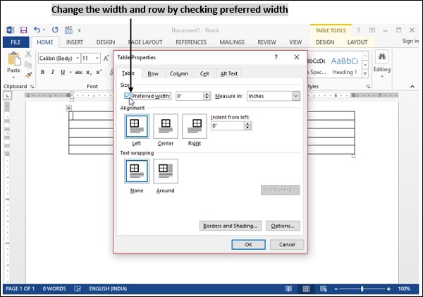 Table Width Change