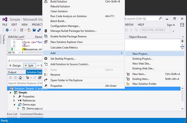 Right Click on Solution