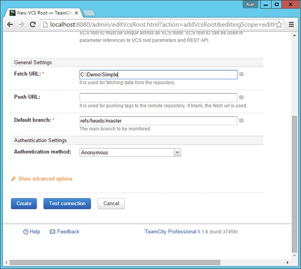 Test Connection Button Appears