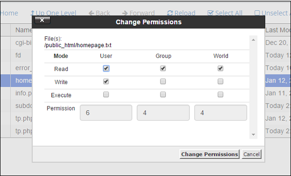 Change Permissions