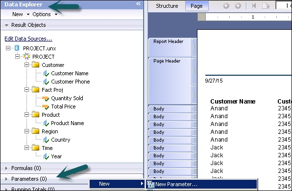 Create Parameter Field