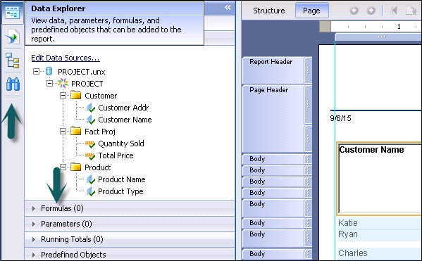 Data Explorer Side Bar