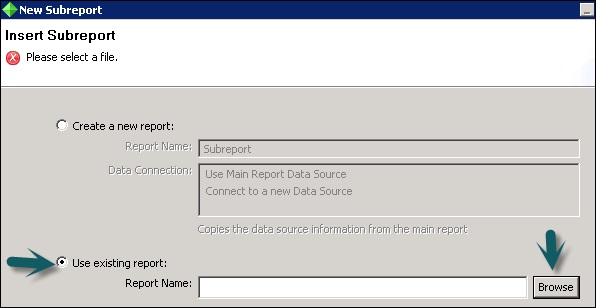 Existing Subreport