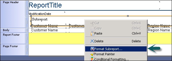 Format Subreport