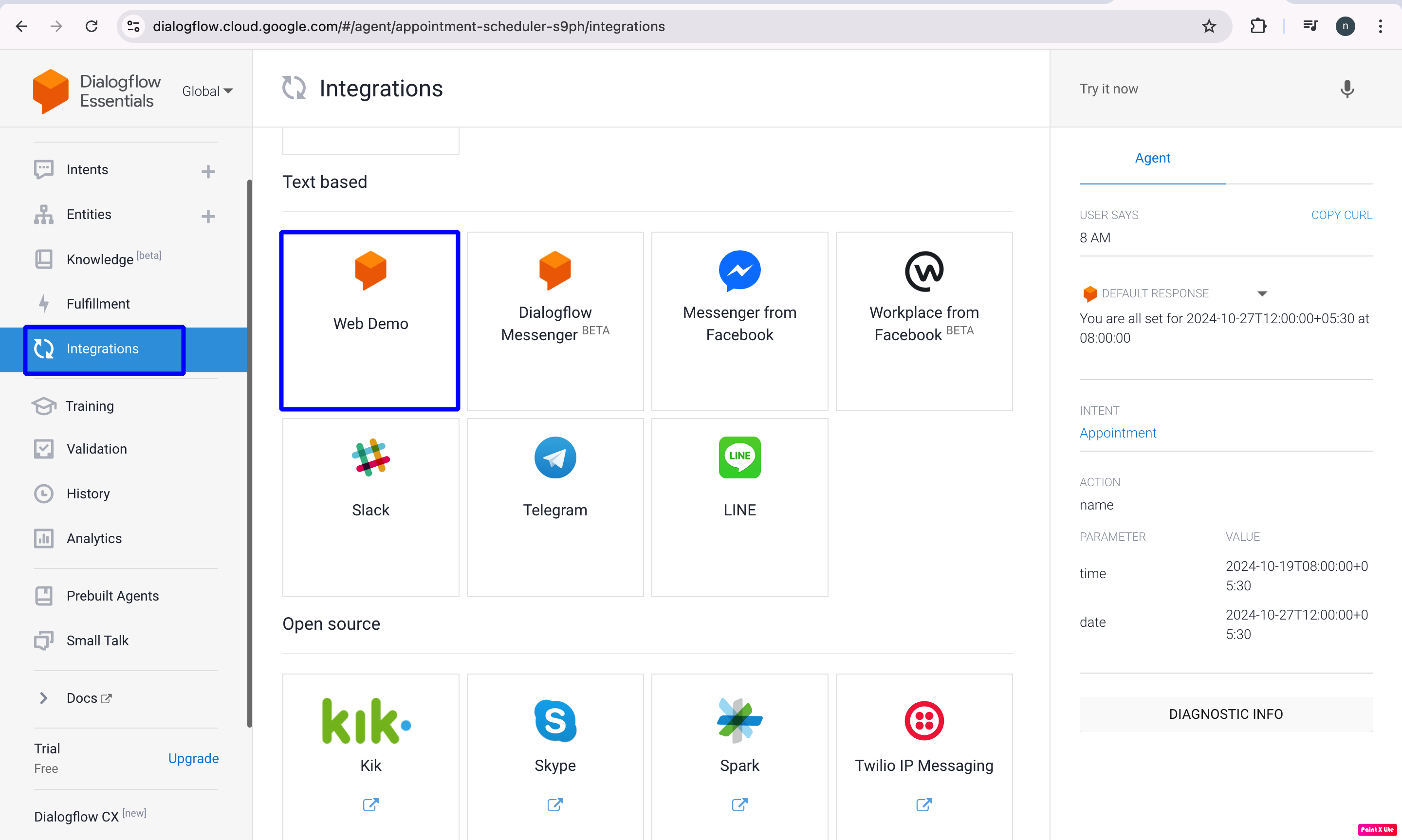 Dialogflow Building a Chatbot