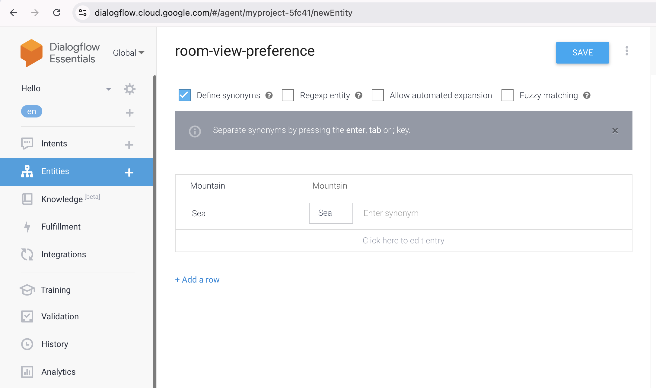 Dialogflow Context Example