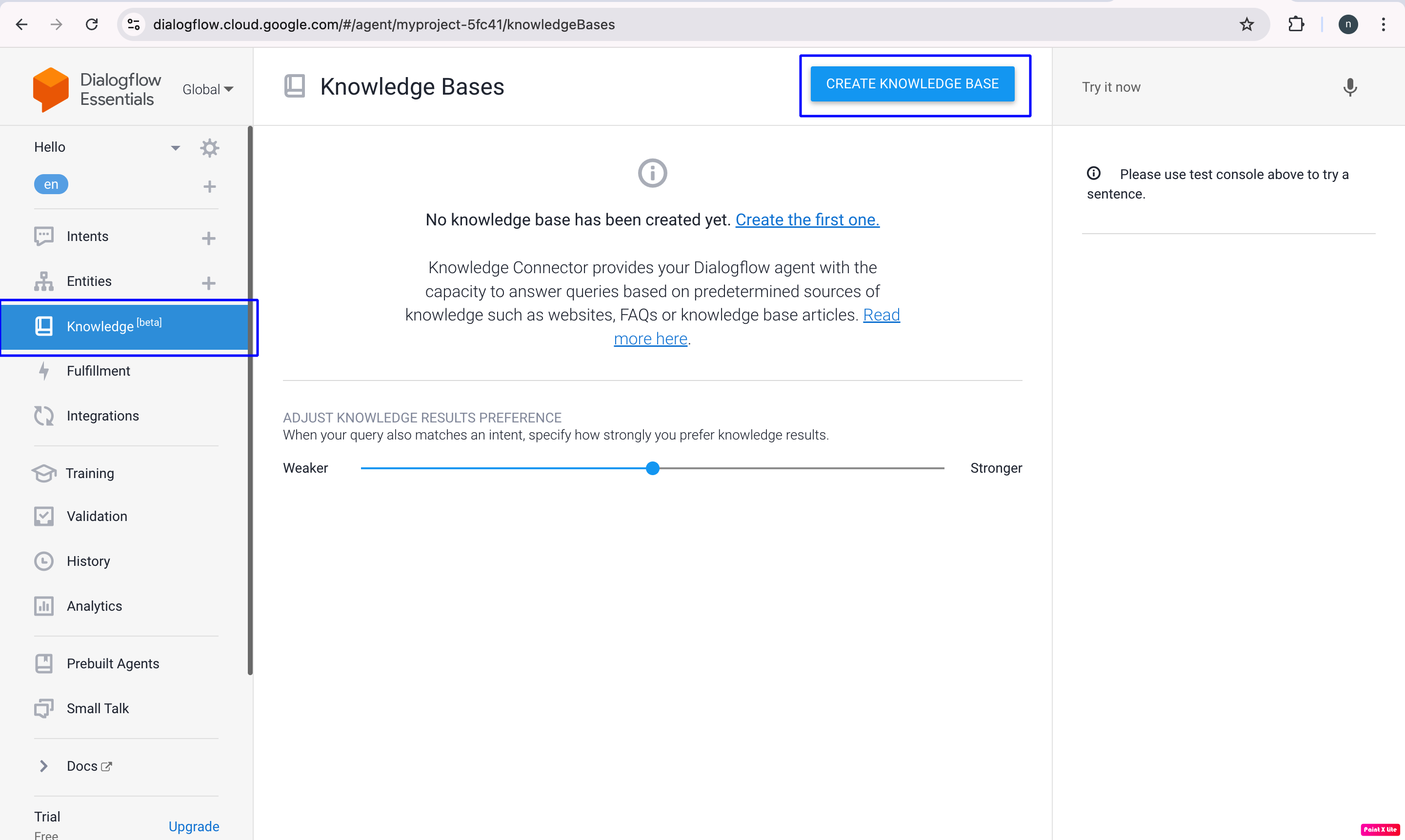 Dialogflow Knowledge base