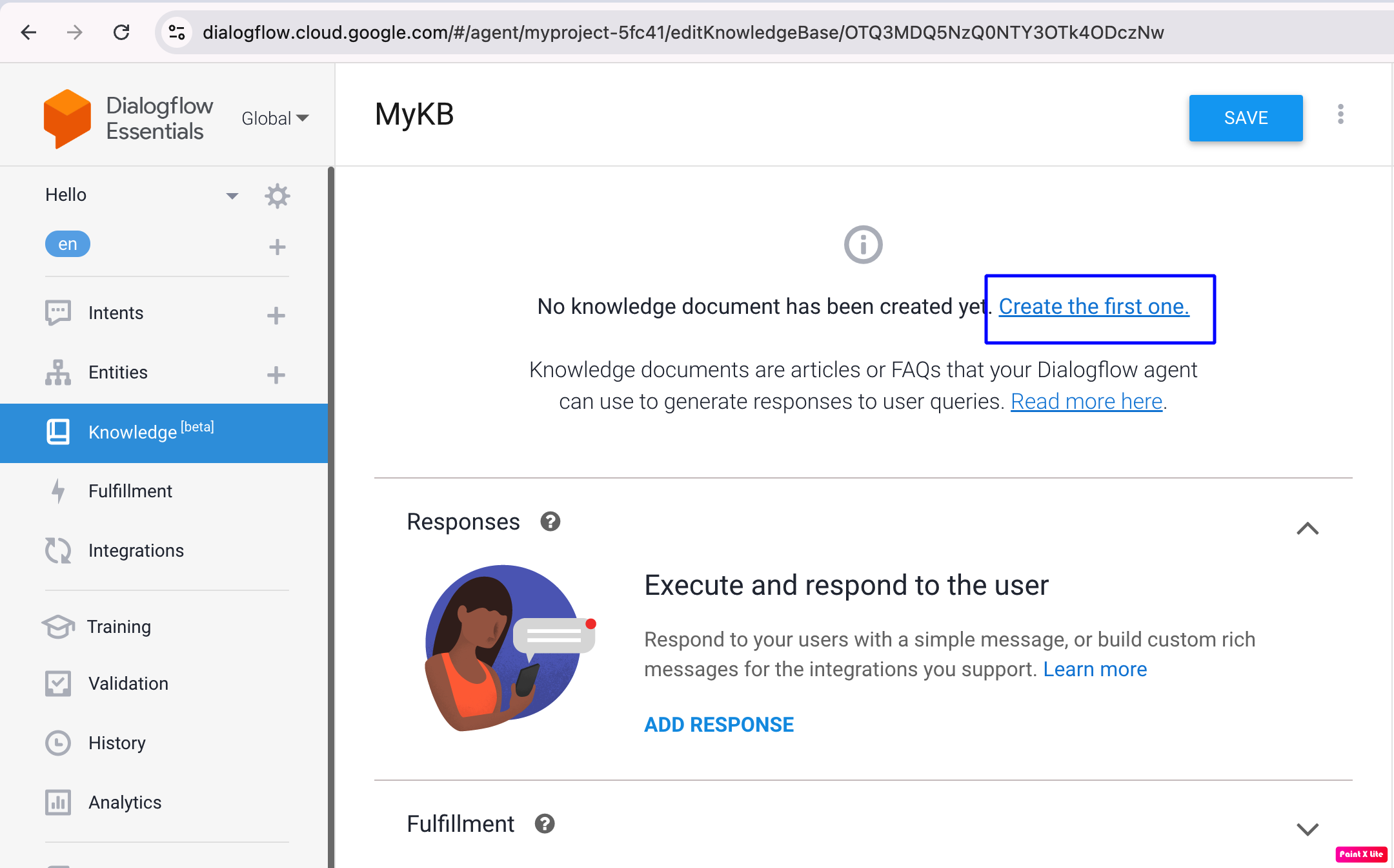 Dialogflow Knowledge base