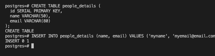 Create Able in Database Postgres