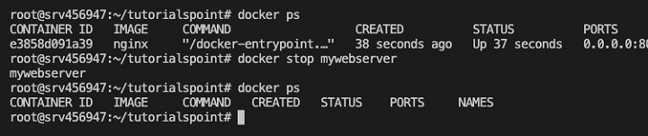 docker stop Command