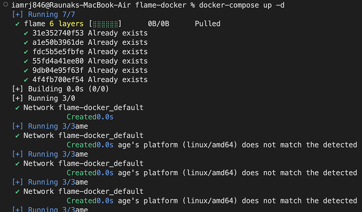 Flame Run Docker Compose