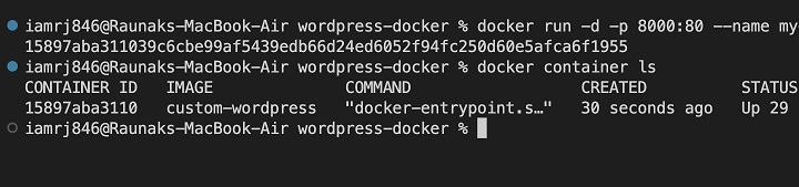 Running WordPress Docker Container 1