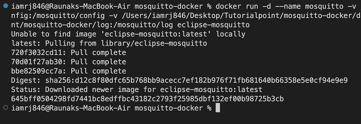 Start Mosquitto docker container