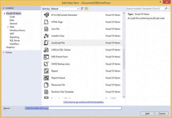 JavaScript Stored Procedure