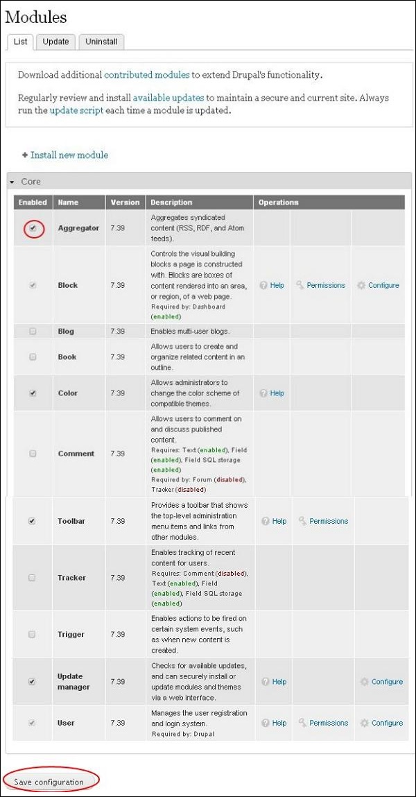 Drupal Aggregator Module