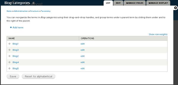 drupal create categories