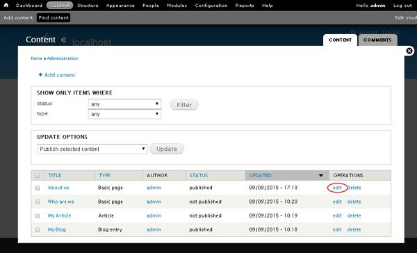 Drupal Publish Content