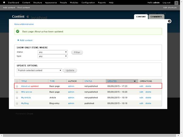 Drupal Publish Content