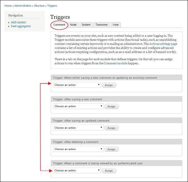 Drupal Triggers and Actions