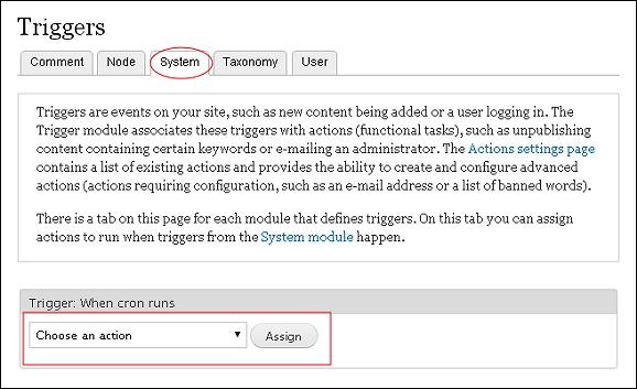 Drupal Triggers and Actions