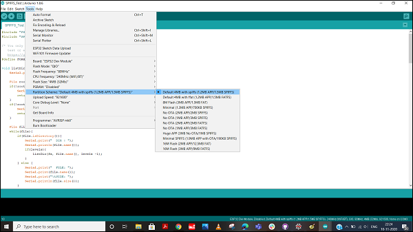 ESP32 Partition Scheme