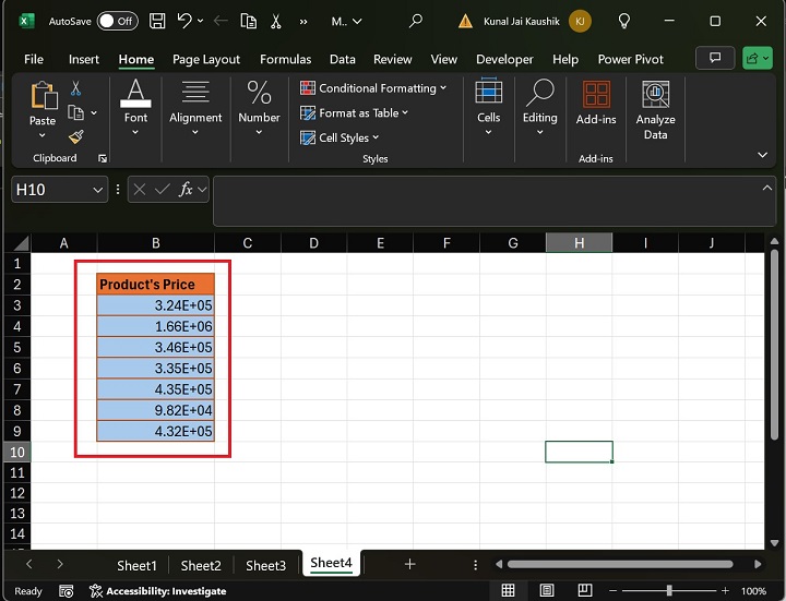 Cell Range Values Converted to Scientific Notation