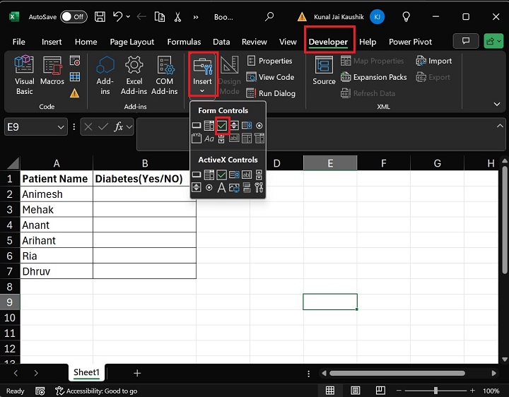 Checkbox Form Control