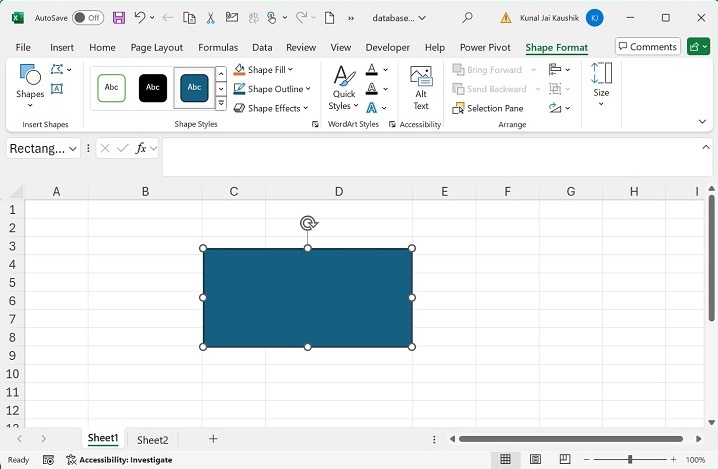 Choose The Rectangle From The Shape Icon