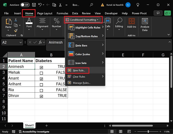 Excel Checkbox Conditional Formatting