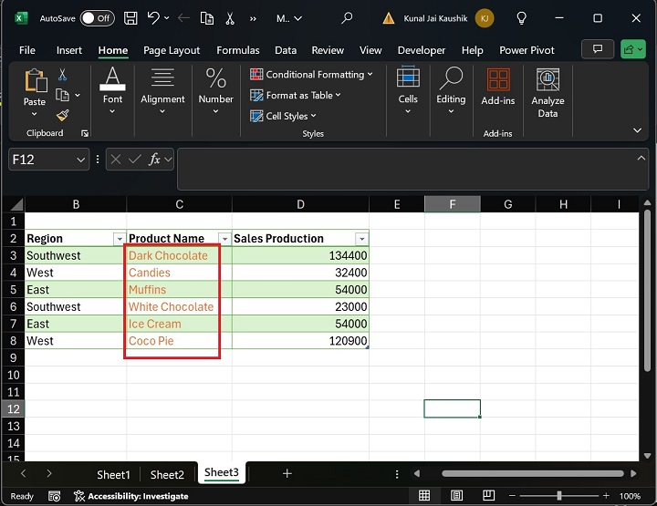 Font color of Selected Range in Excel