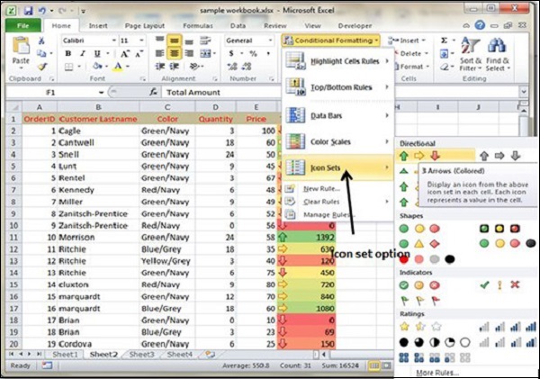 Icon Set Conditional Formatting