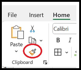 Navigate to Home Tab and Select Format Painter